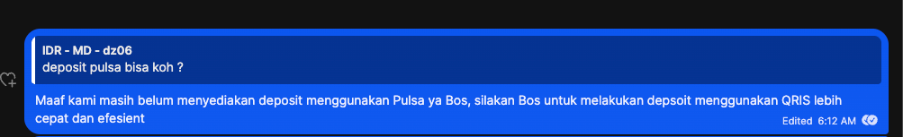 不支持 Pulsa 存款
