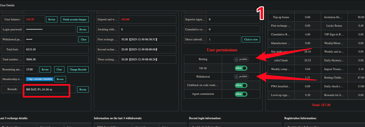 User Details — 账号数据和权限