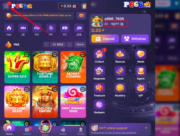 余额与 Deposit / Withdraw 按钮