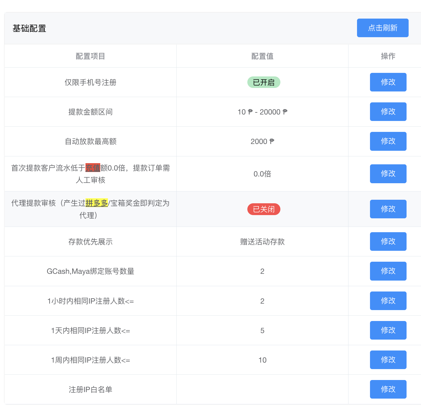 基础配置完整字段列表