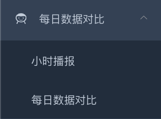每日数据对比子菜单 - 小时播报 / 每日数据对比