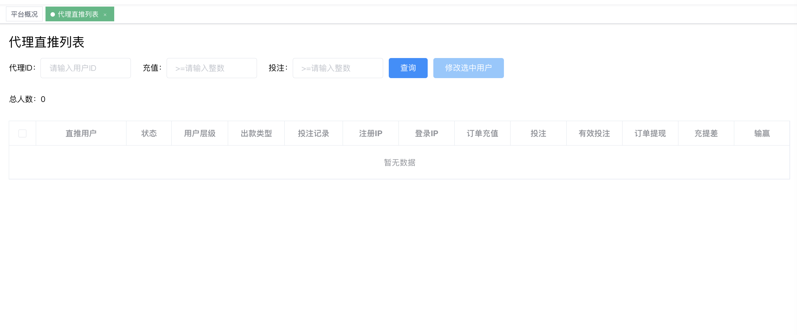 代理直推列表 - 单代理的全部直推用户