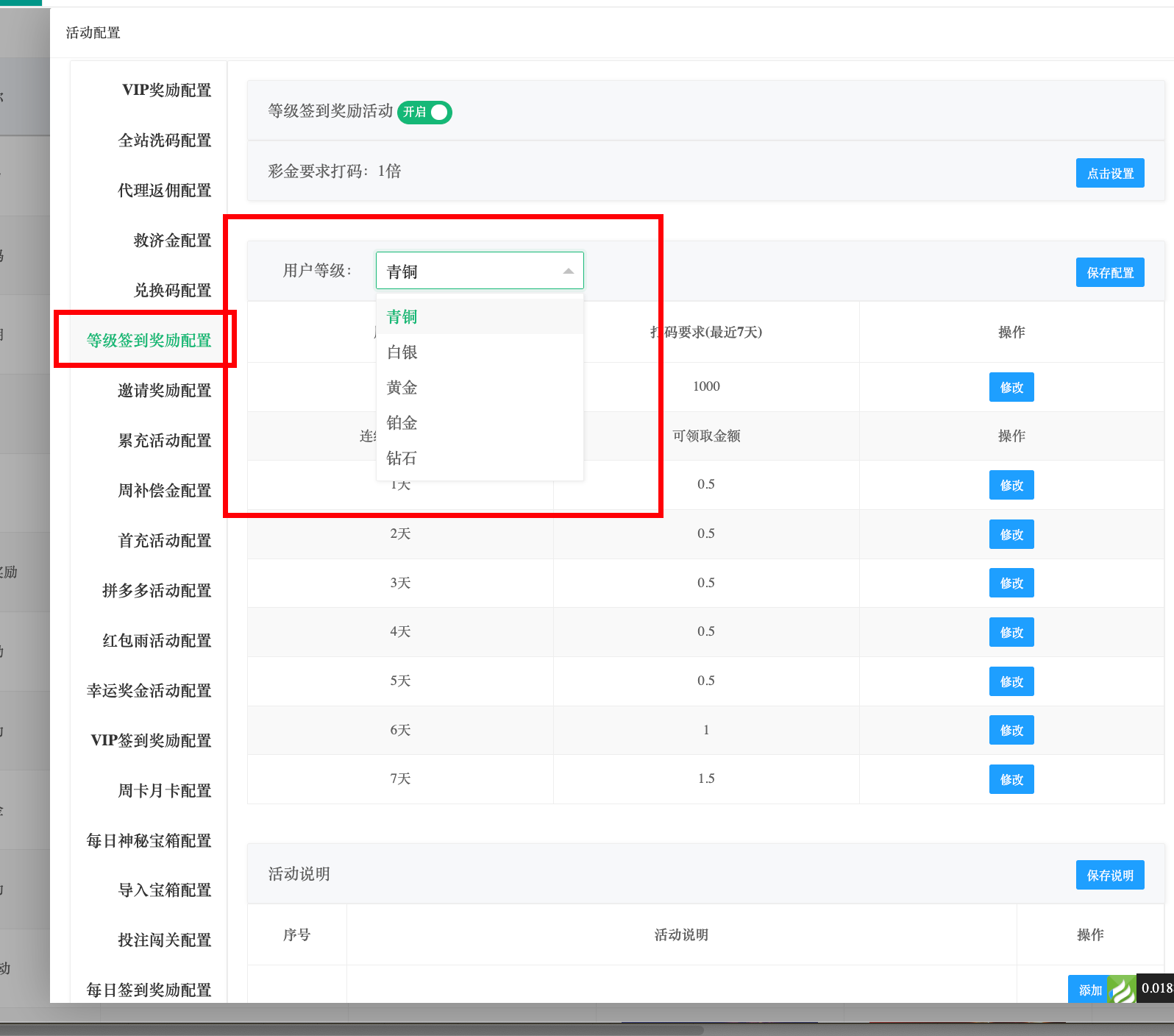 红包等级金币图案配置