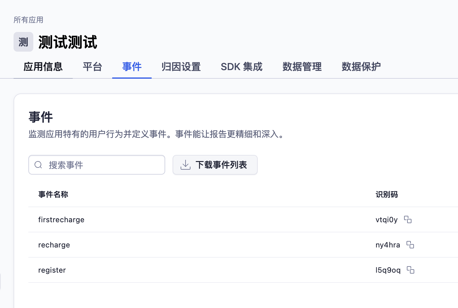 事件列表示例